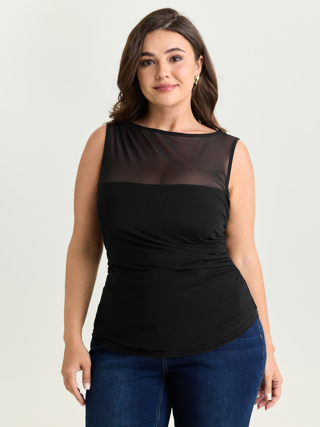 Supersoft Sheer Neckline Tank Top