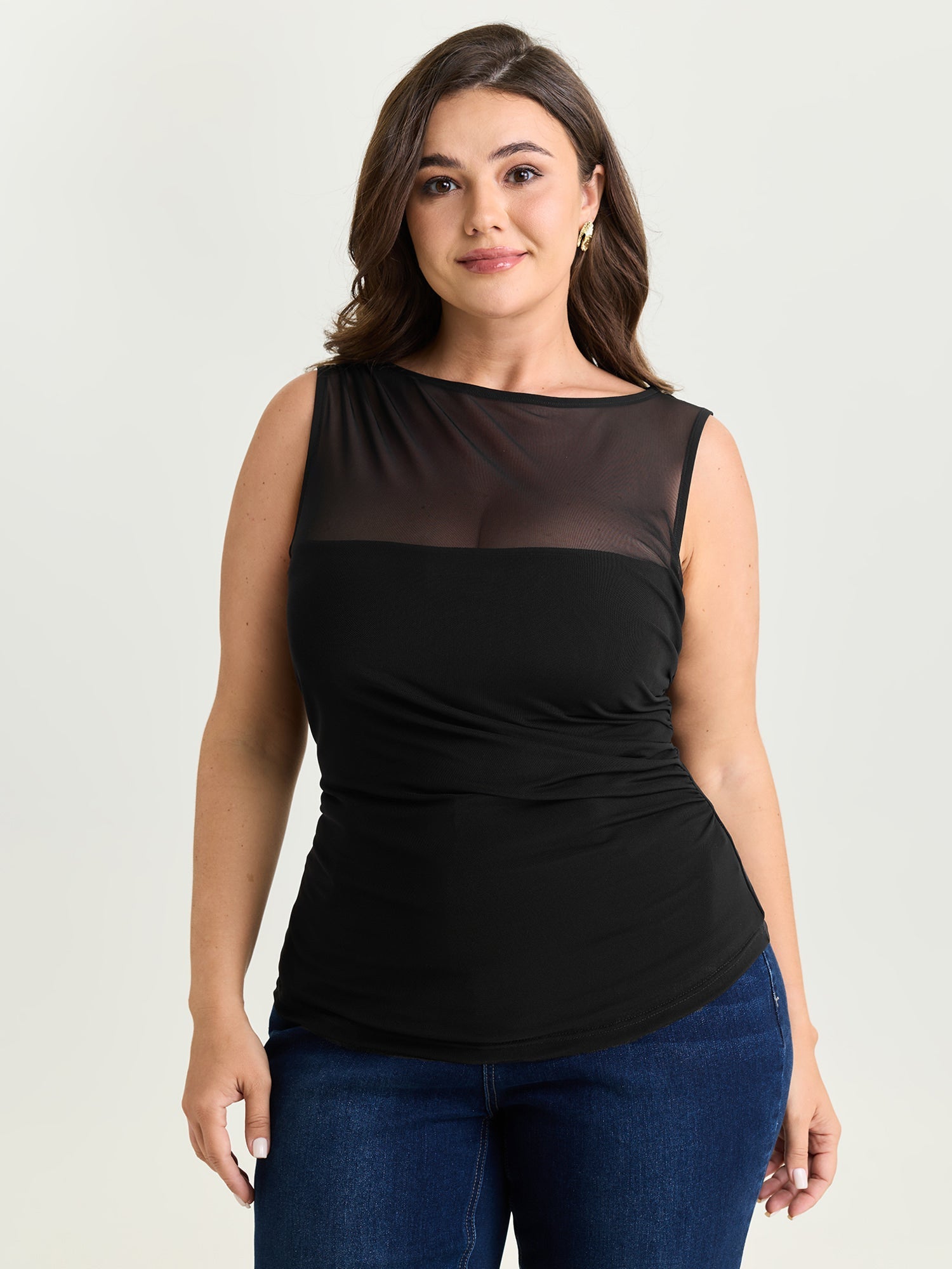 Supersoft Sheer Neckline Tank Top