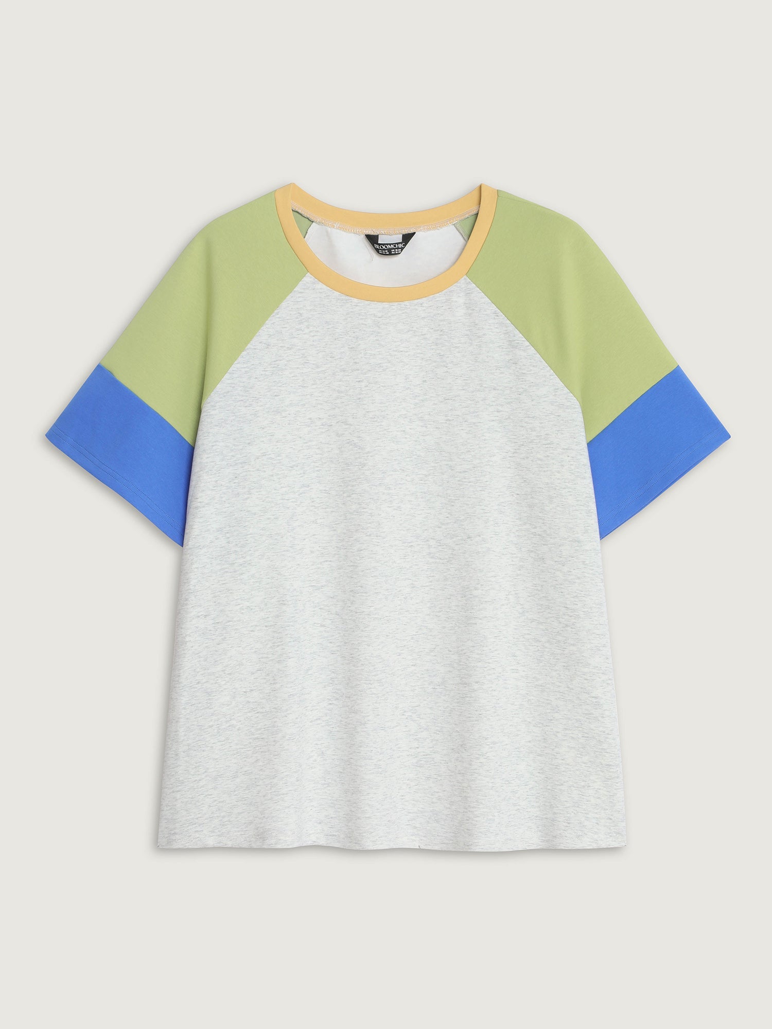 Colorblock Raglan Sleeve Plain T-Shirt