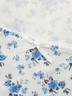 Stretchy Floral Print Curvy Hem T-Shirt