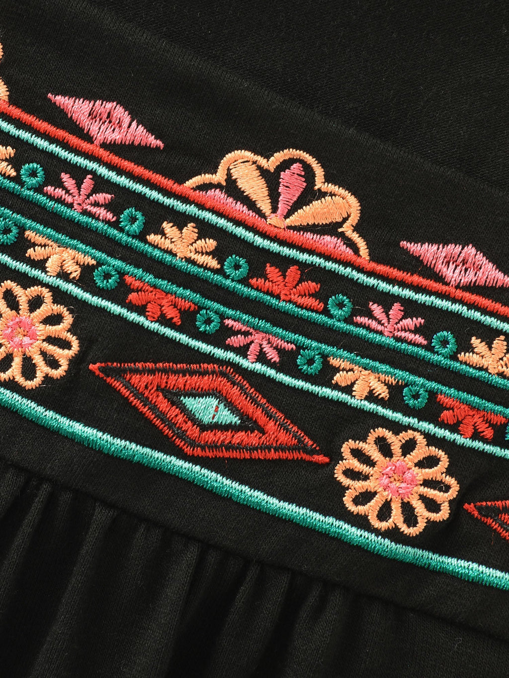 Floral Embroidered Neckline Knit Top