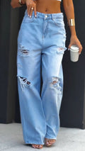 Women Ripped Washing Casual Jeans