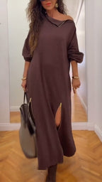 Women Laple Collar Splicing with Multiple Zippers Temperament Casual Dress