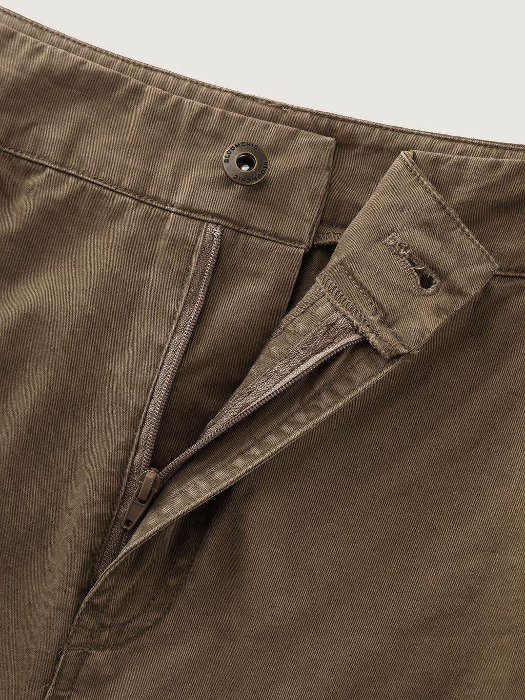 Cotton Washed And Distressed Pleated Pants