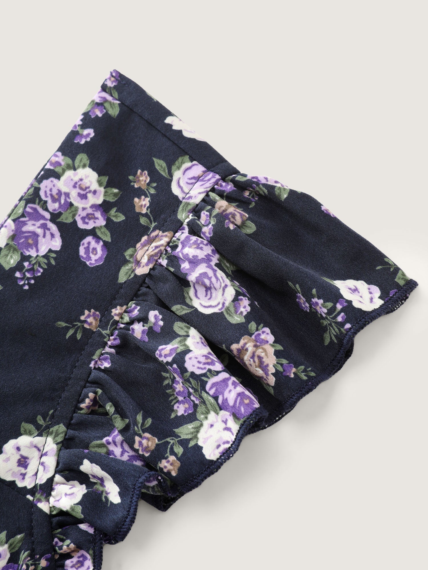 Floral Print Drawstring Bodice Blouse