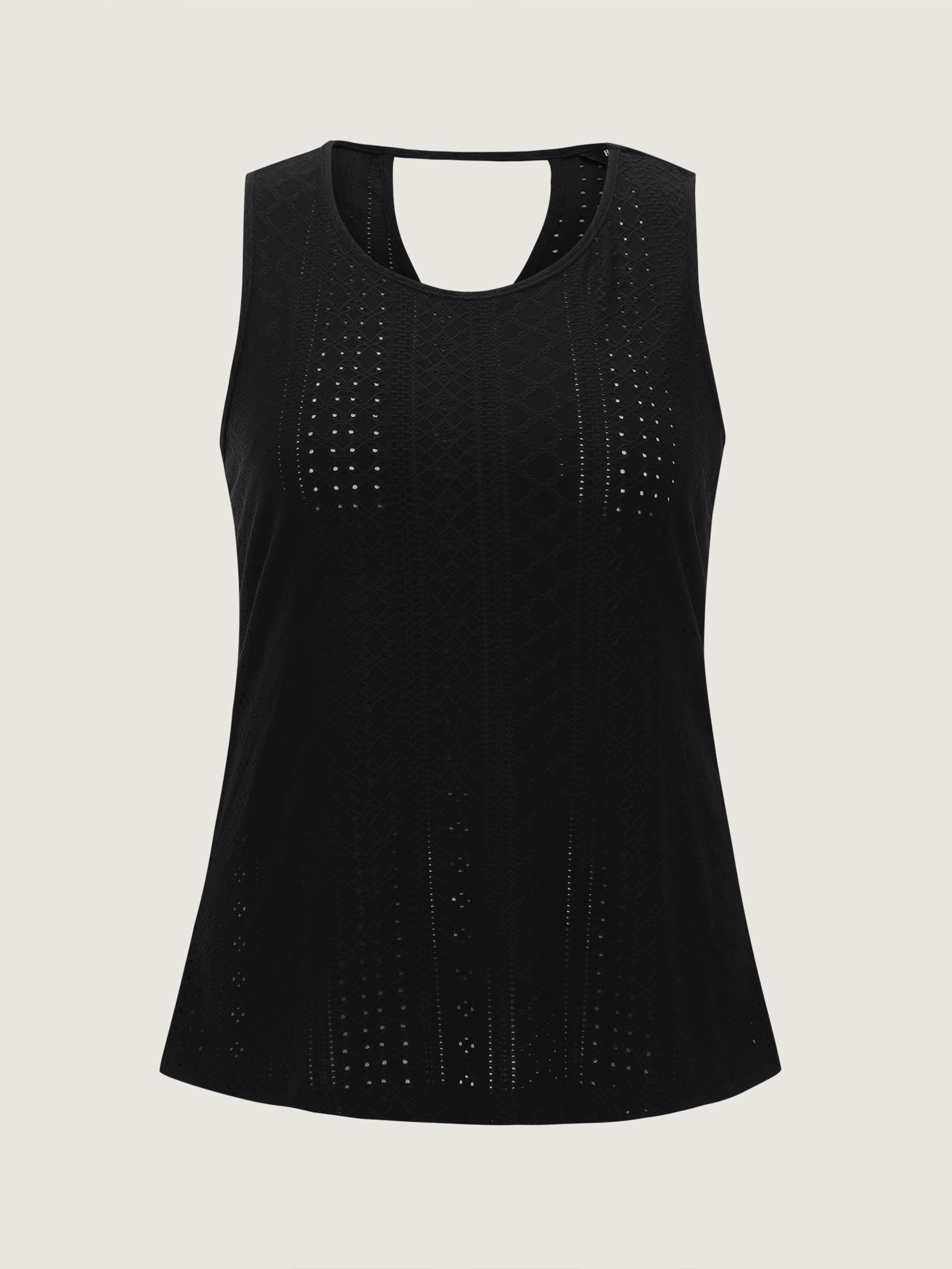 Stretchy Textured Round Neck Tank Top