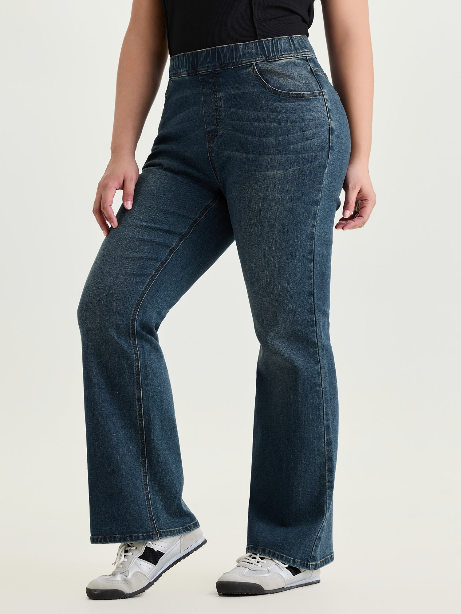 Pull-On Elastic Waistband Jeans