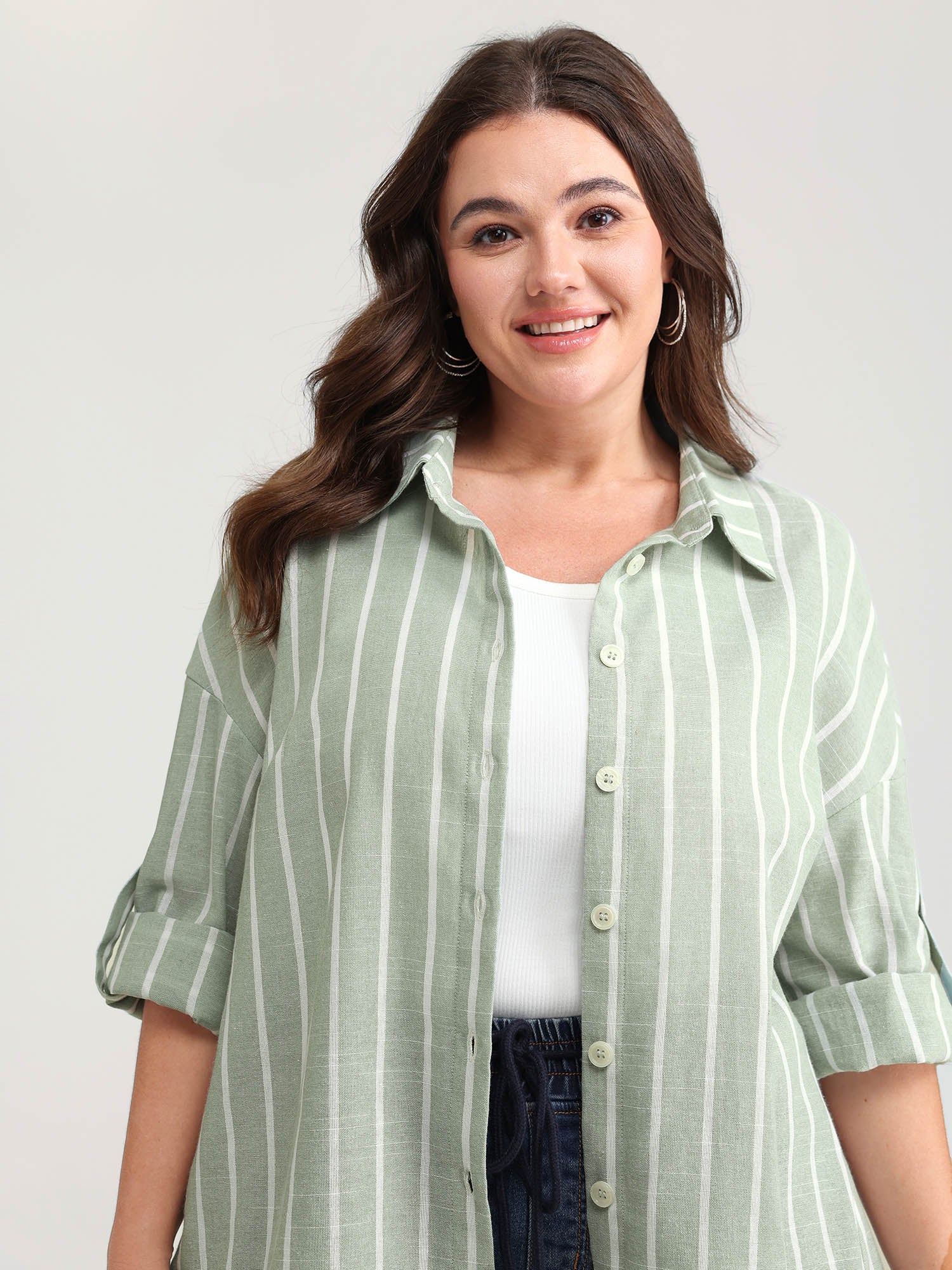 Adjustable Tab Sleeve Button-Down Shirt
