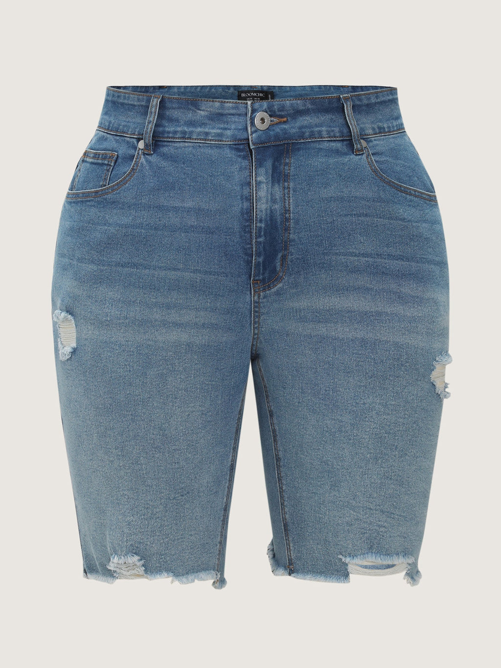 Stretchy Skinny-Fit Raw Hem Denim Shorts