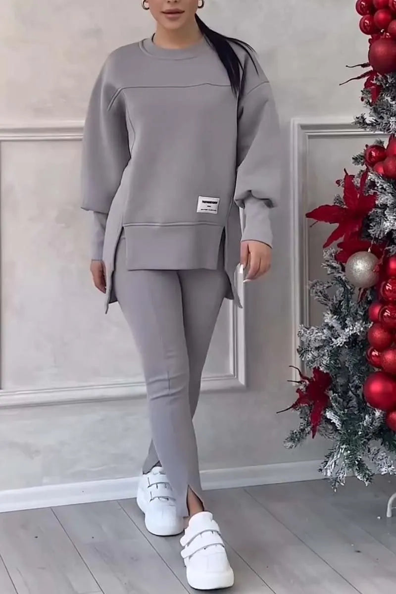 Ladies' Irregular Print Sweatshirt and Leggings Set