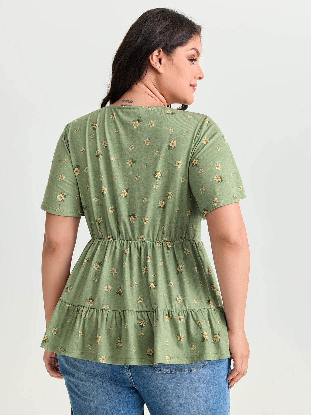 Supersoft Floral Shirred Stretchy Knit Top