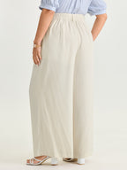 Cotton Linen Blend Wide-Leg Pants