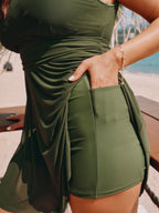 Sheer Open Back Fit And Flare Swim Dress