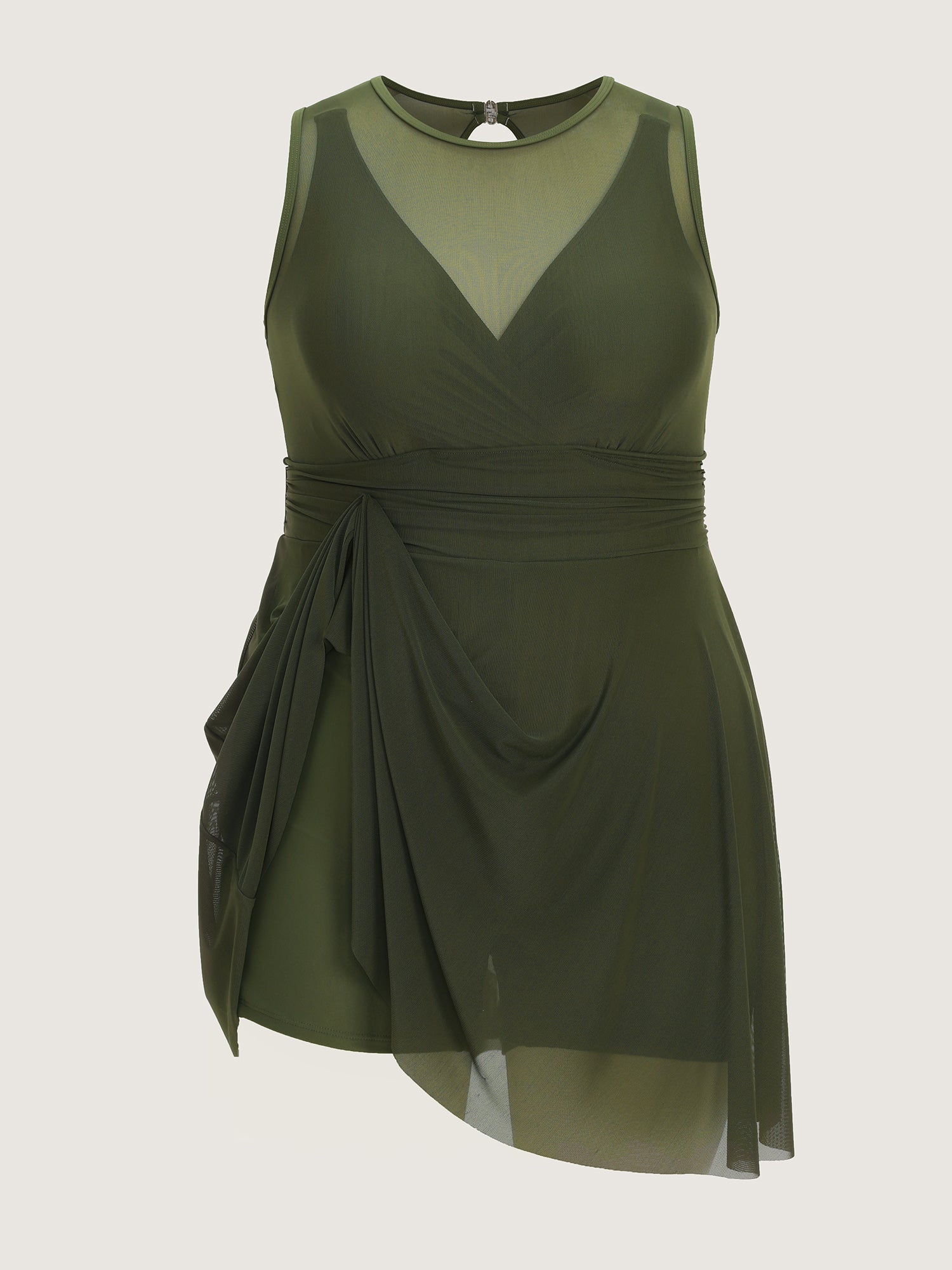 Sheer Open Back Fit And Flare Swim Dress