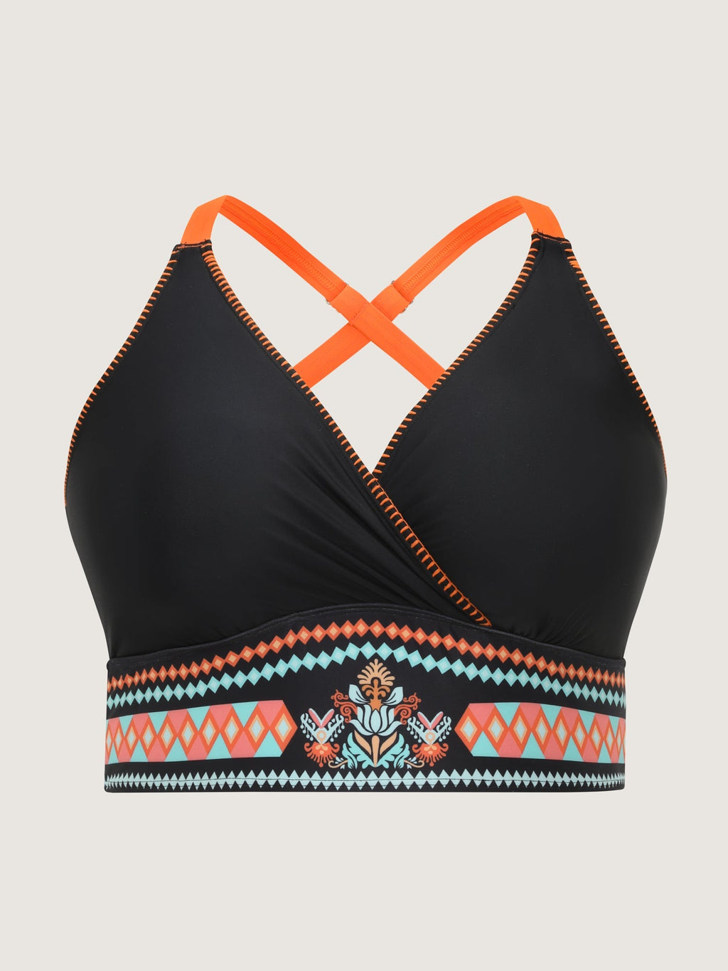 Boho Colorful Print Color Contrast Swim Top