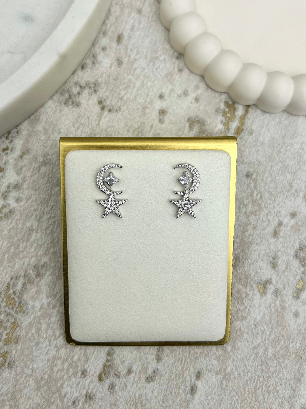 Diamonté Star & Moon Earrings (2 Colours)