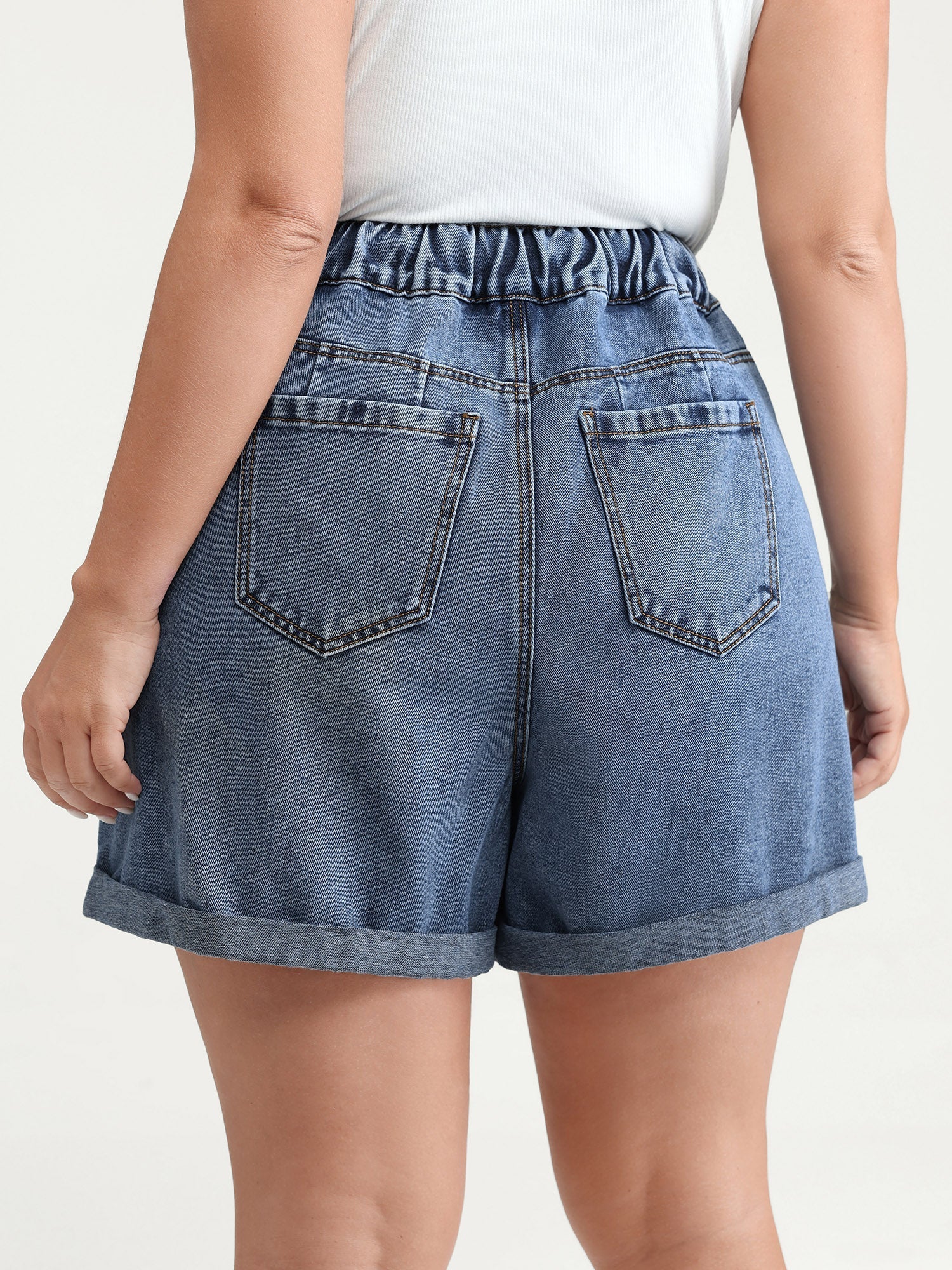 Everyday Stretchy Straight-Leg Denim Shorts