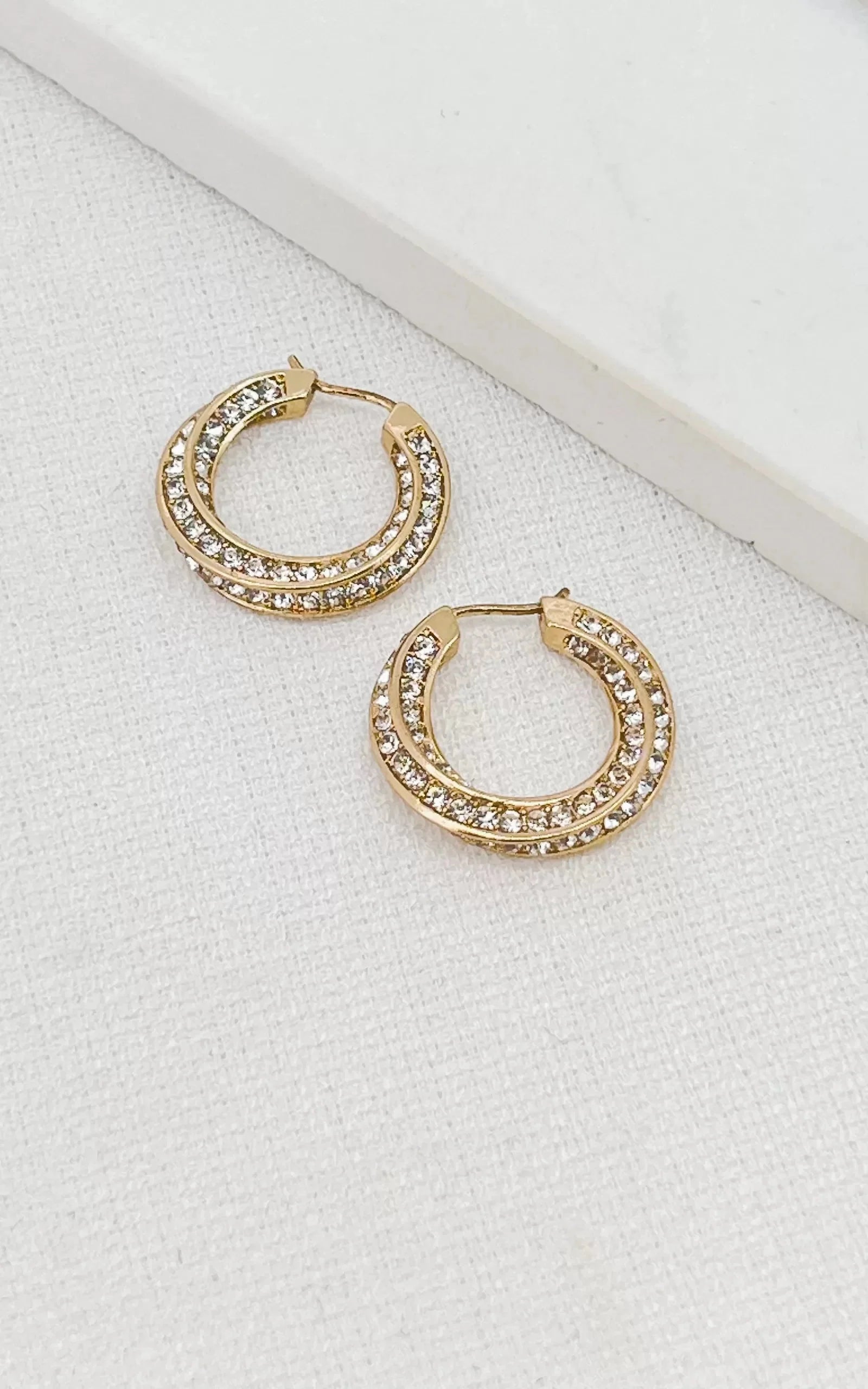 Gold Diamanté Hoop Earrings 6863
