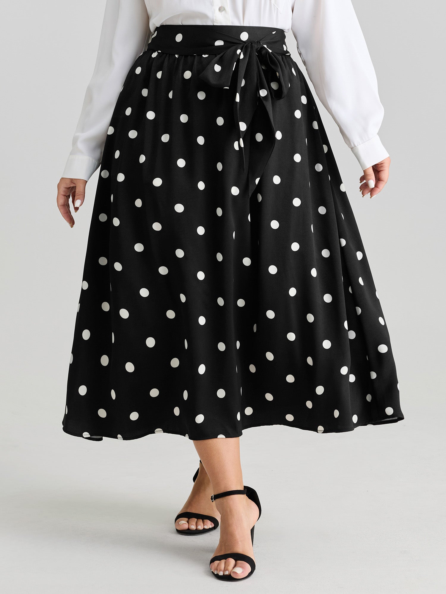 Polka Dot Charm Pleated Maxi Skirt