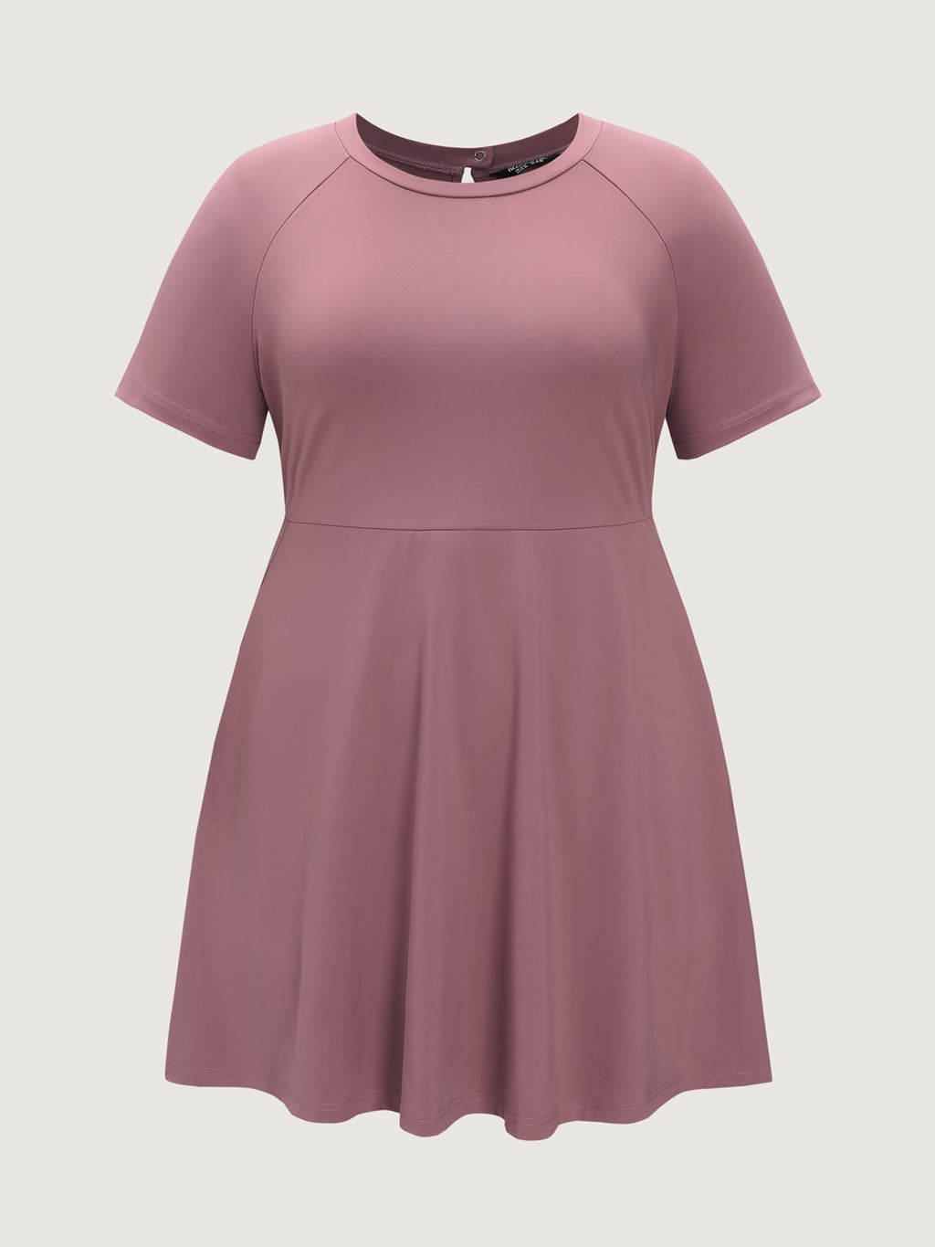 Raglan Sleeve Plain Round Neck Mini Dress