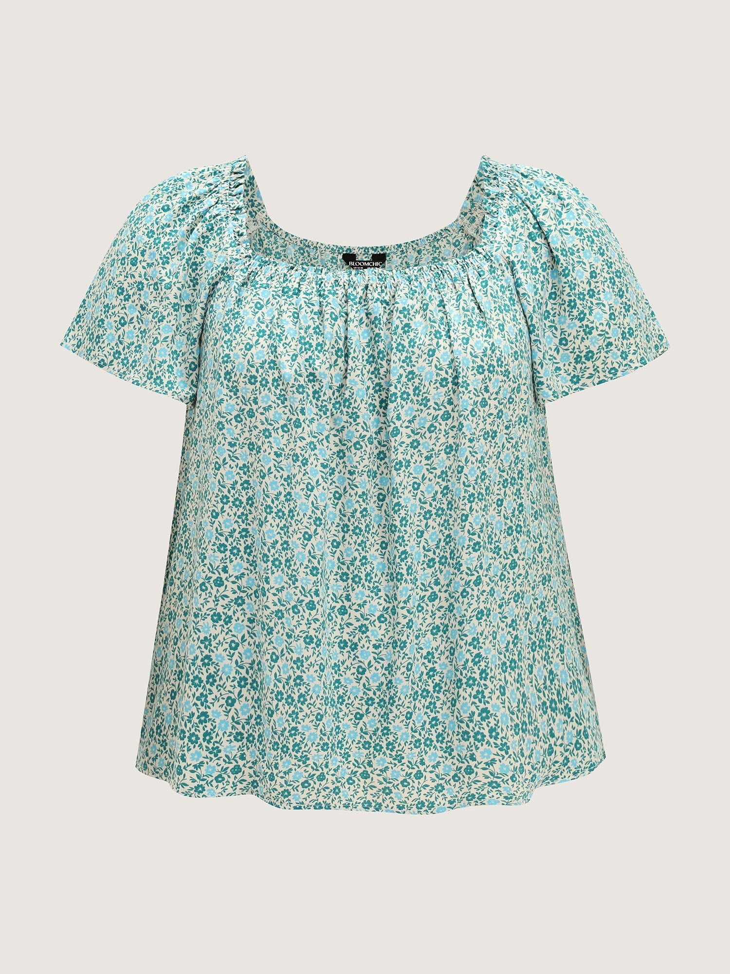 Floral Print Square Neckline Blouse