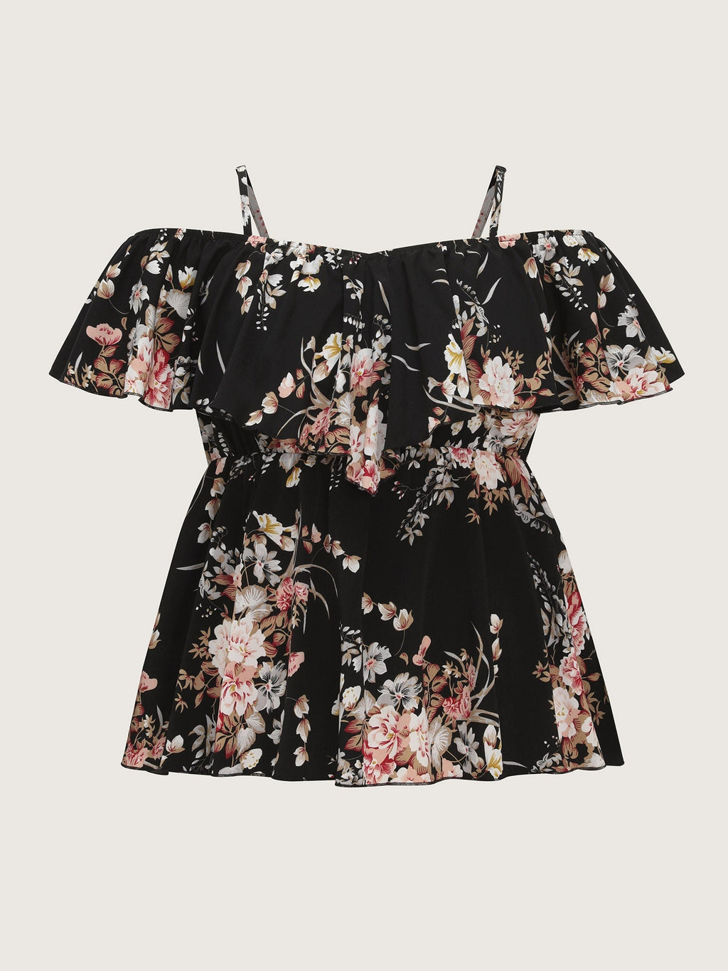 Large Floral Print Cold-Shoulder Blouse