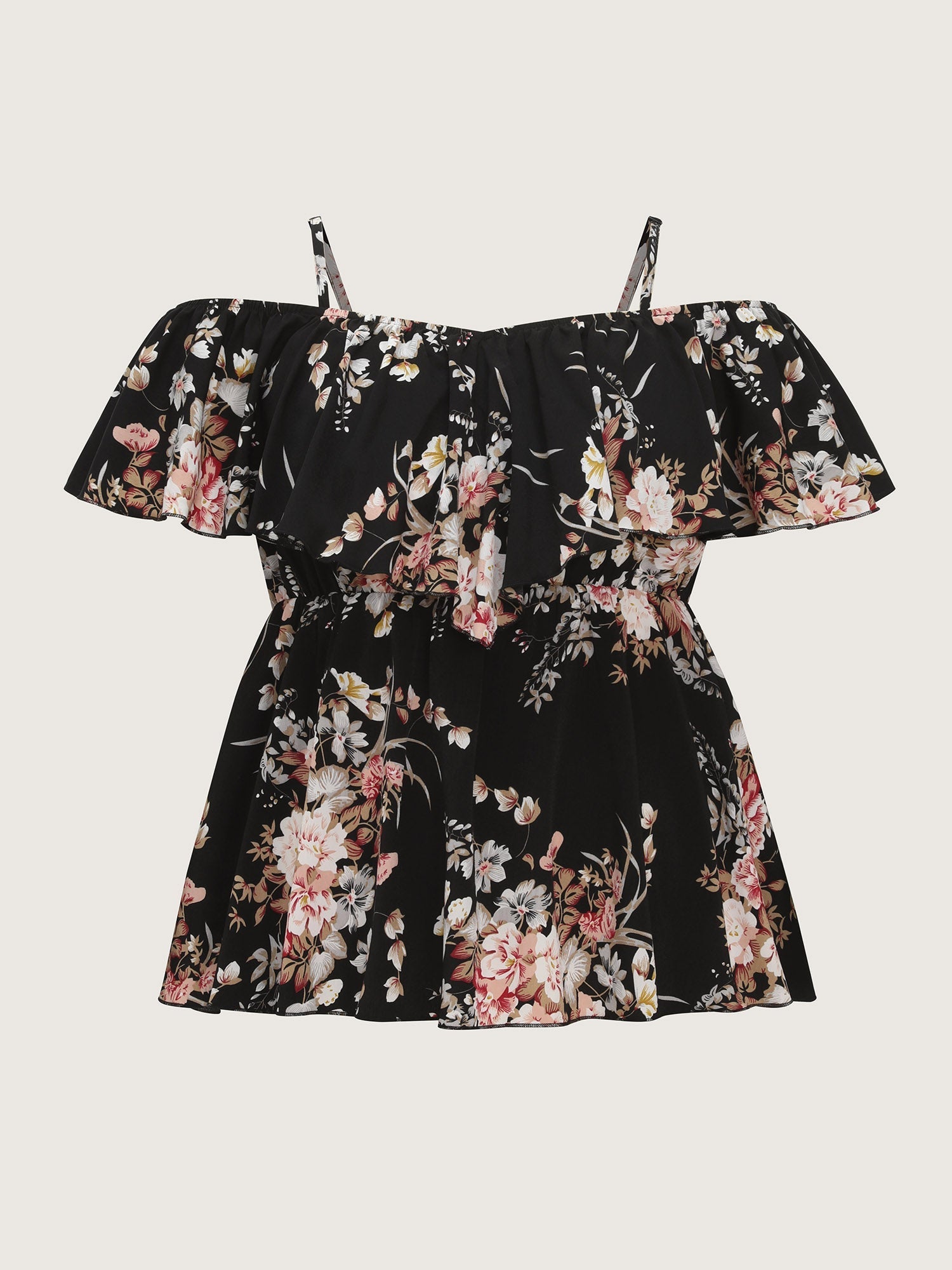 Large Floral Print Cold-Shoulder Blouse