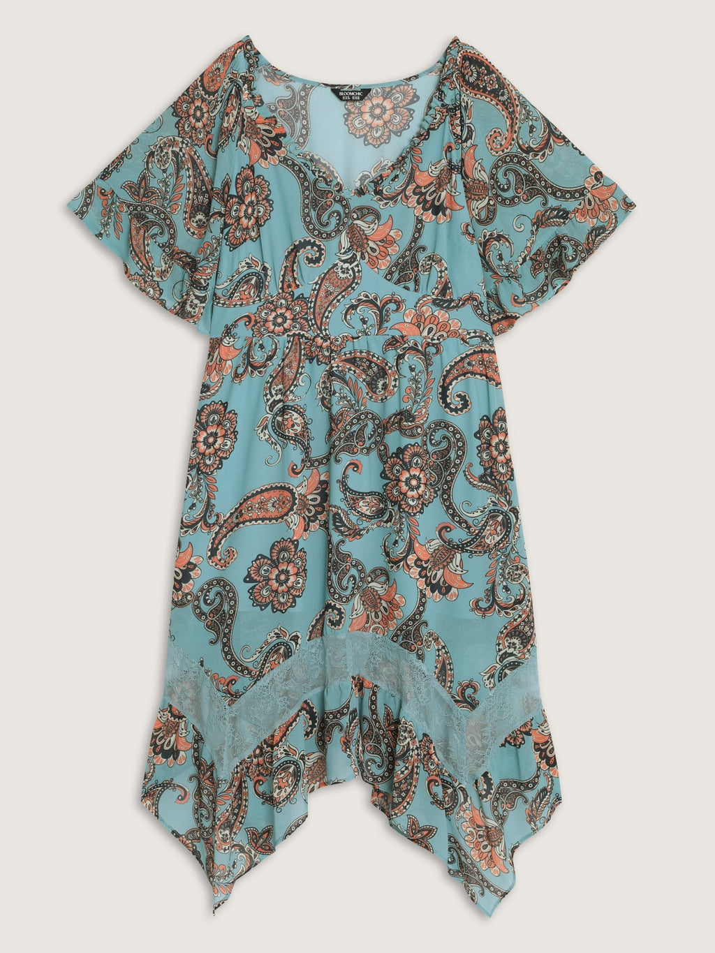 Floral Paisley Print High Low Hem Midi Dress