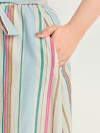 Colorful Striped Print Waist-Tie Maxi Skirt
