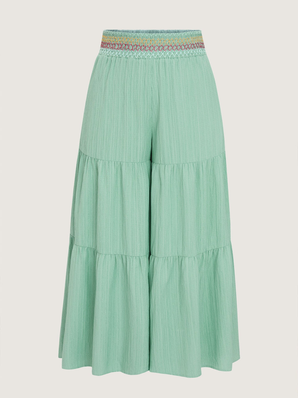 Tiered Shirred Waist Flare Pants