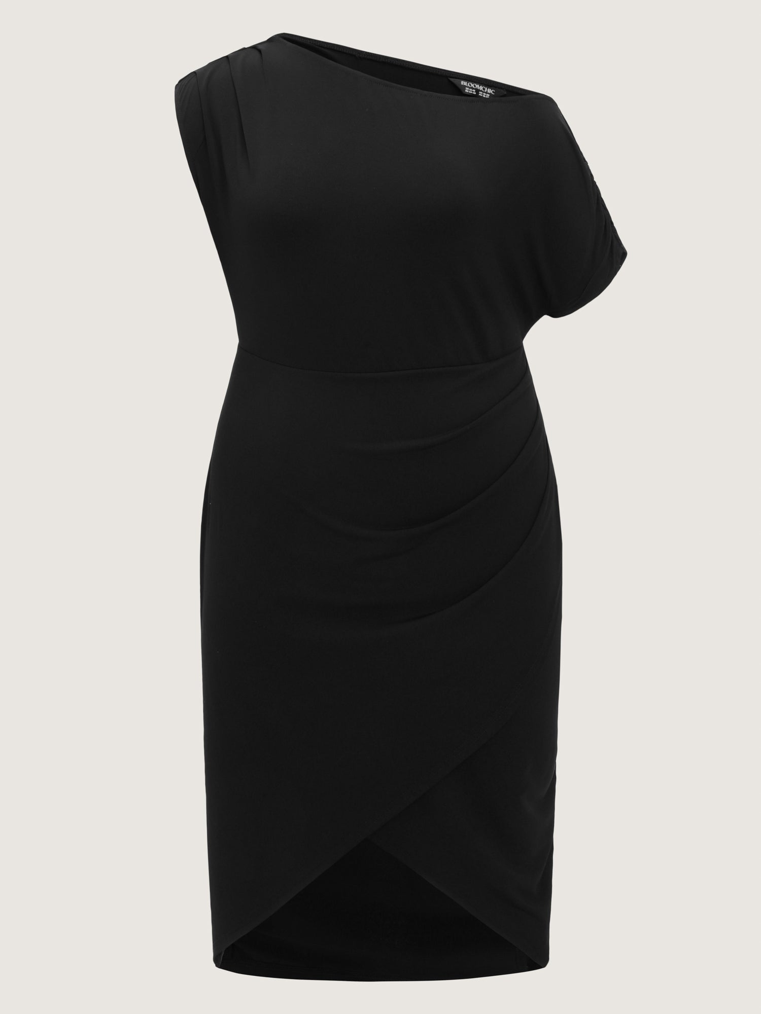 One-Shoulder Draped Sheath Midi Dress