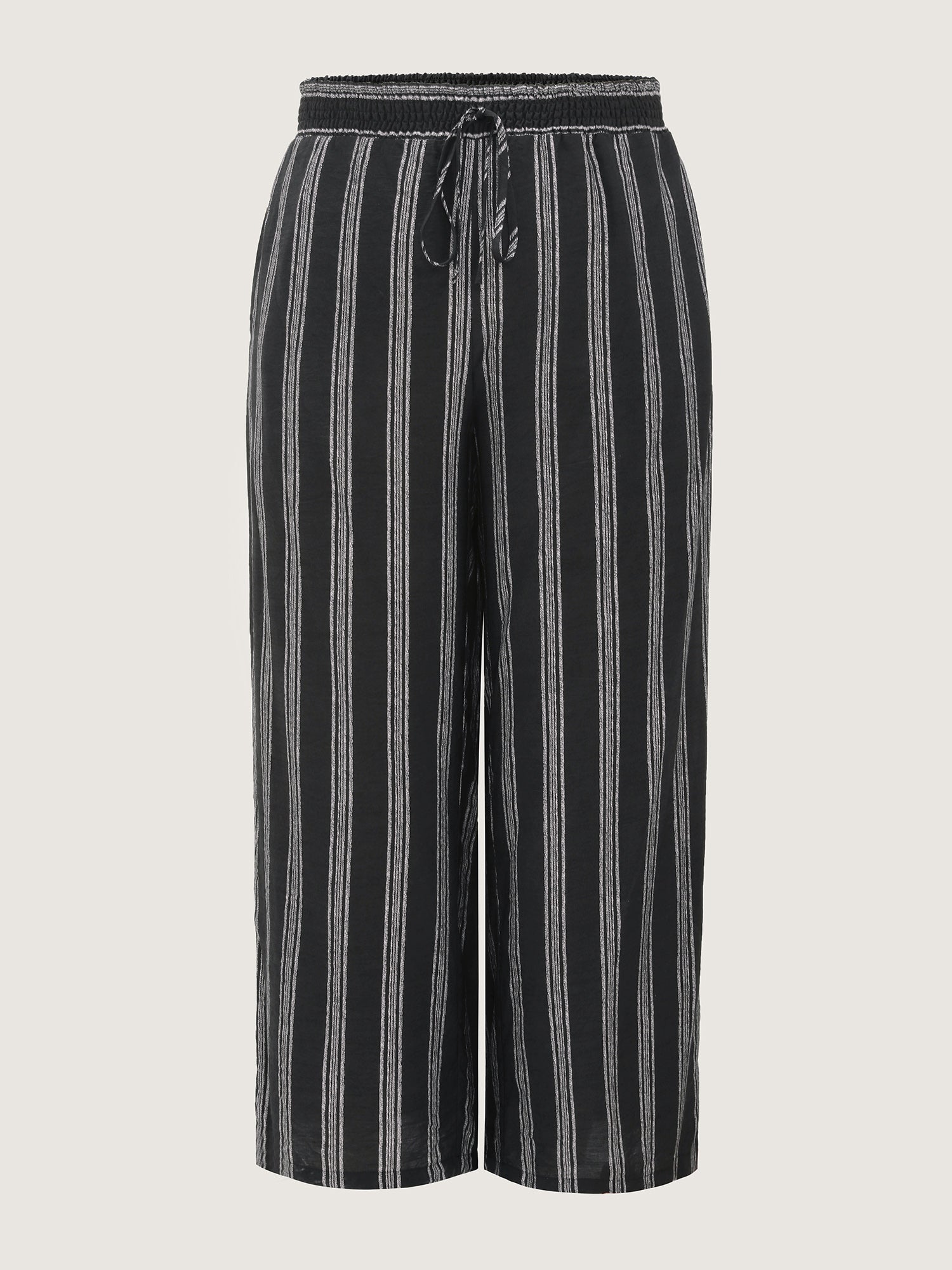 Abstract Striped Drawstring Shirred Waist Pants