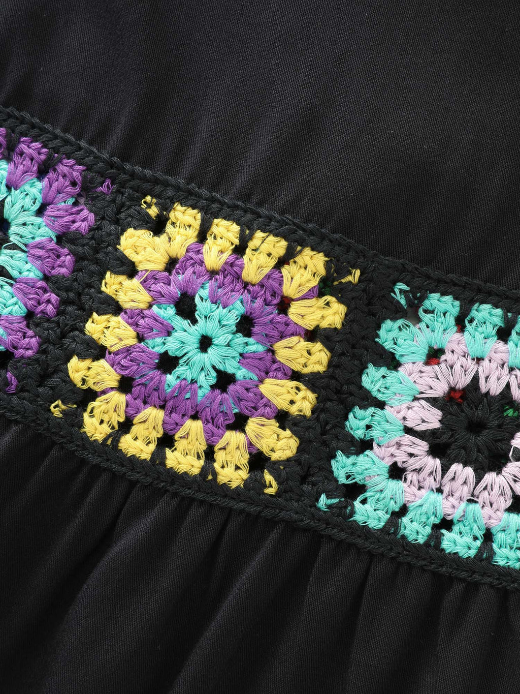 Colorful Crochet Floral Flared Pants