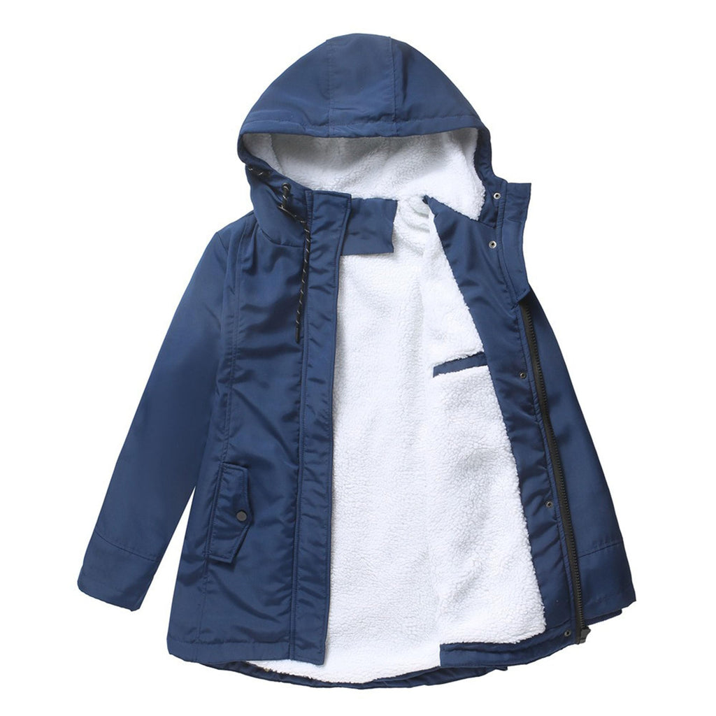 DGHM-JLMY 1/2 Pack Women's Windproof Waterproof Cotton Coats Fashion Warm Hooded Outerwear Solid Thick Fleece Jacket