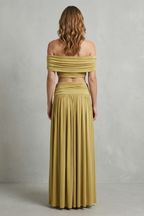 Ramona – Golden glow – Women’s Off-Shoulder Ruched Skirt Set