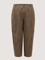 Cotton Washed And Distressed Pleated Pants