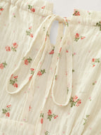 Floral Patchwork Print Drawstring Maxi Dress