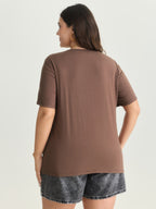 Supersoft Geometric Print Keyhole Neckline T-Shirt
