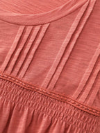 Cotton Stretchy Lace Trim Flowy T-Shirt