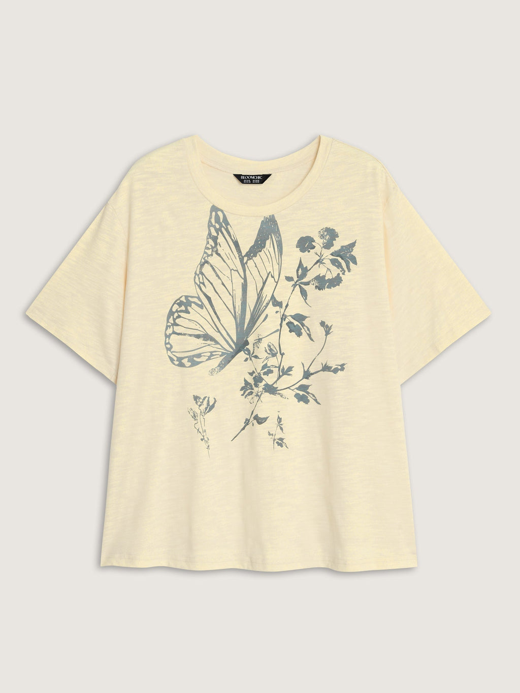 Butterfly Print Round Neck T-Shirt