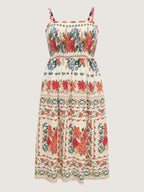 Large Floral Print Shirred Cami Maxi Dress