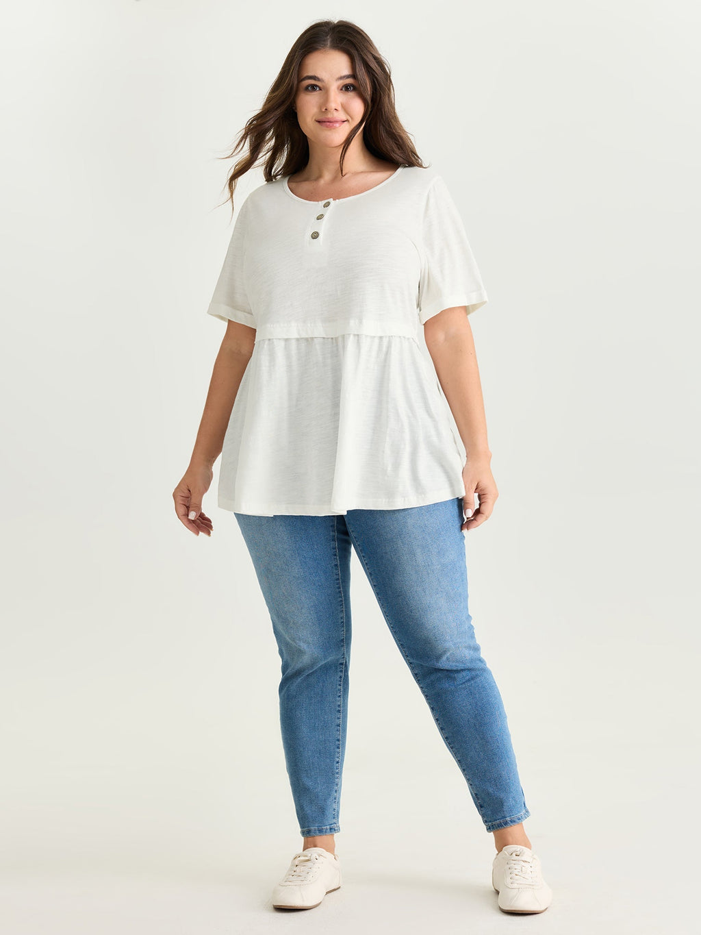 Pure Cotton Half Button Placket T-Shirt