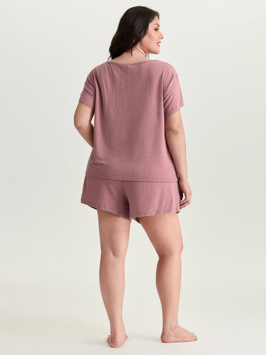 Supersoft Ribbed Plain Two-Piece Lounge Set