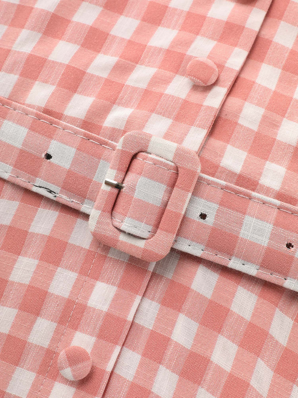 Retro Gingham Print Collared Midi Dress