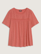 Cotton Stretchy Lace Trim Flowy T-Shirt
