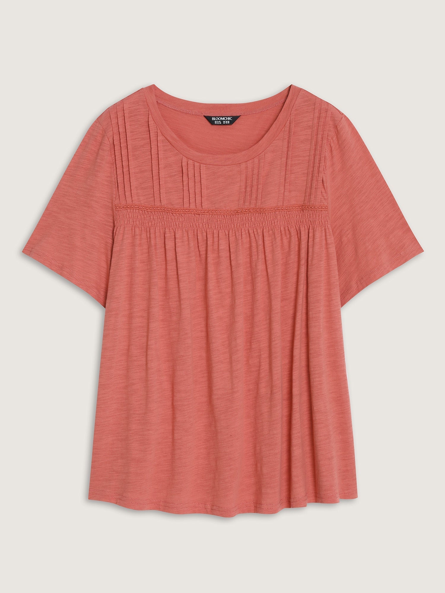 Cotton Stretchy Lace Trim Flowy T-Shirt
