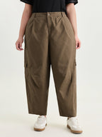 Cotton Washed And Distressed Pleated Pants