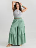 Tiered Shirred Waist Flare Pants