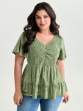 Supersoft Floral Shirred Stretchy Knit Top