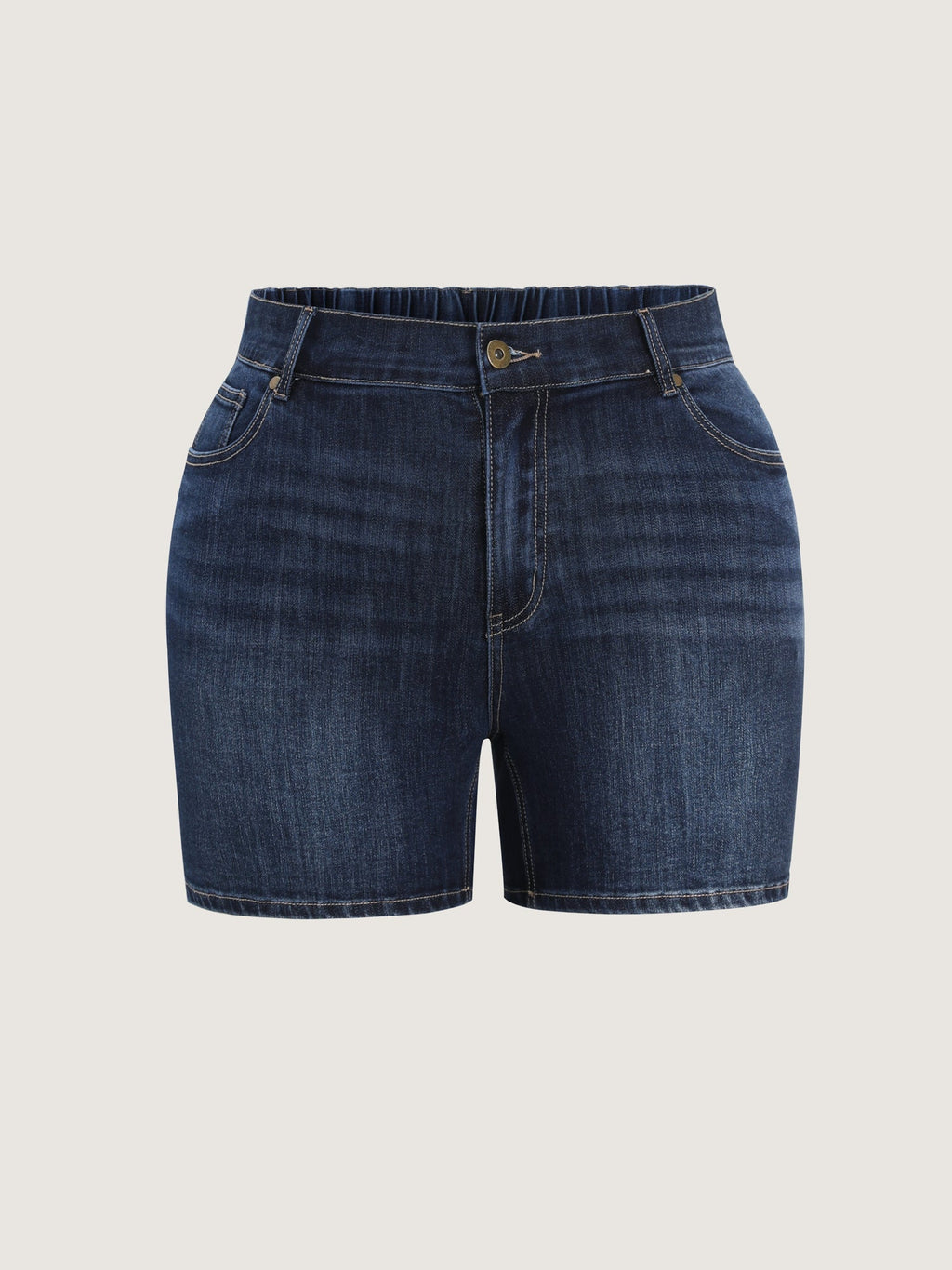 Elastic Back Waist Skinny-Fit Denim Shorts